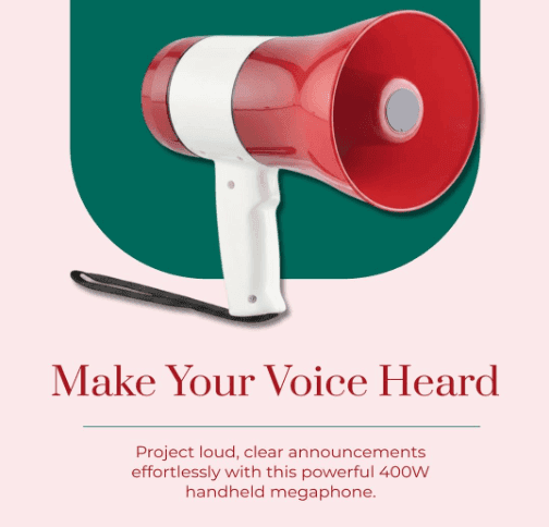 Portable Handheld Microphone (Loudspeaker) with USB, TF Card, Recorder & Music Function | 2400mAh Rechargeable Battery | Megaphone for Events, Rallies & Schools view 7