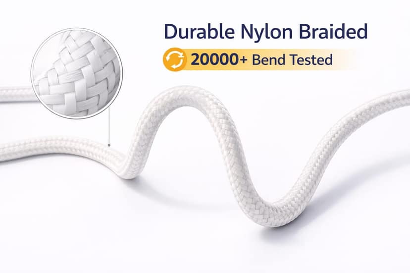 Tarendra 120W PD Fast Charging Type C to Type C Cable 1.5 Meter 5 Core Nylon Braided, Supports VOOC, SuperVOOC, Dash, Dart, Warp, Compatible with iPhone 15/16, Samsung Galaxy S24/S23, OnePlus 12/11, Realme, Redmi, iPad view 3