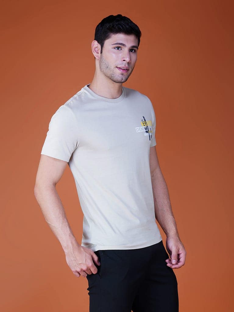 Men’s Branded Casual Wear Cotton Jersey Tee-Grey view 3
