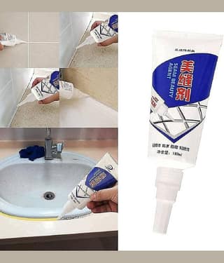 Tiles Gap Filler Waterproof Crack Grout Gap Filler Agent Water Resistant Silicone Sealant for DIY Home Sink Gaps/Grouts Repair Filler Tube Paste for Kitchen, Bathroom Tiles Gap Filler -180ML (180ml)