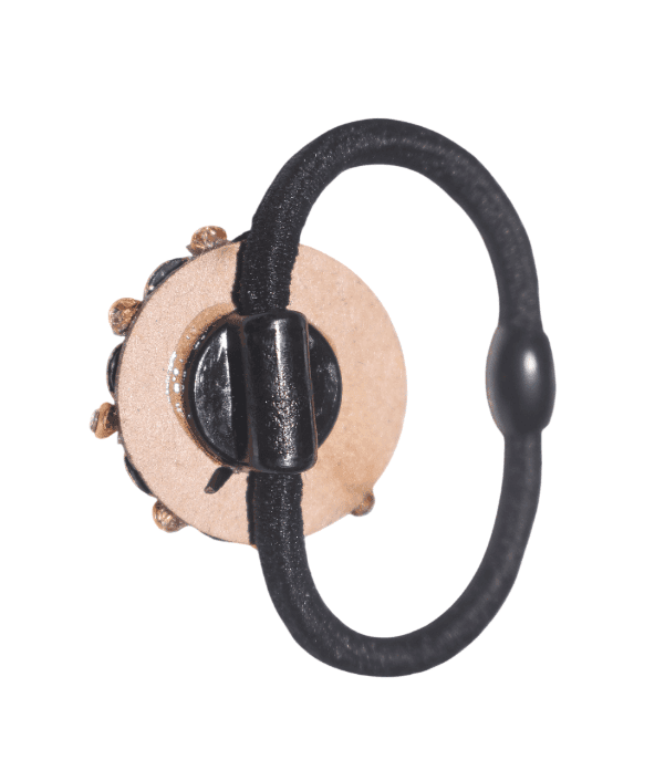 Floral Gemstone Embellished Black Elastic Hair Tie view 4