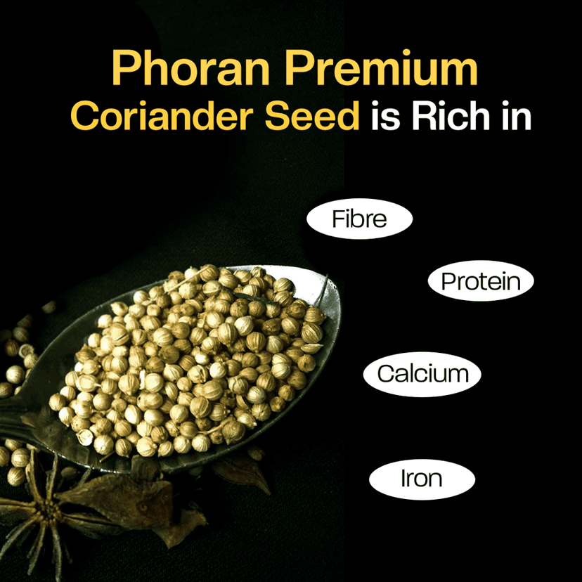 Buy Coriander Seeds Dhaniya Online India - Whole Spice | Phoran view 3