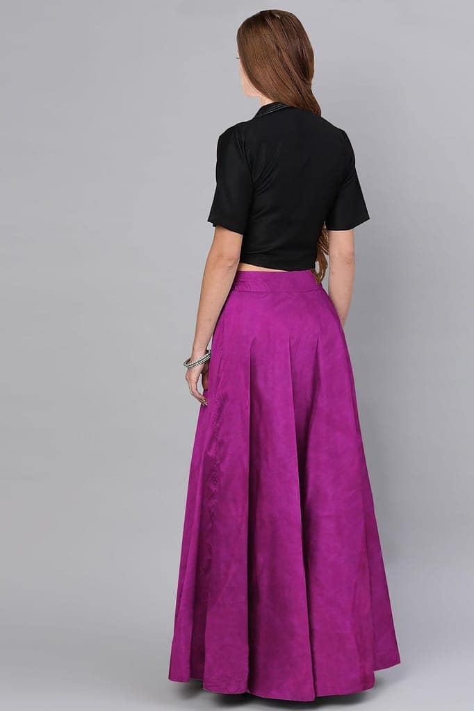 Garvi Gurjari (A Gujarat Govt Enterprise Women Handmade Plain Mashru Silk Long Skirt(GGCPMS09) Magenta view 2