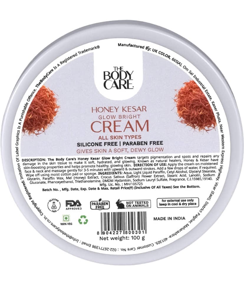 The Body Care Honey Kesar Glow Bright Cream For All Skin Type ( 100g)