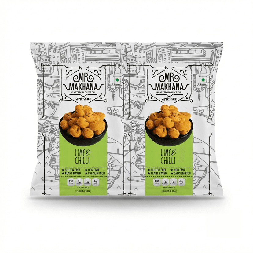 Mr Makhana Lime and Chilli Roasted Makhana 21 g Healthy Snack Pack of 2