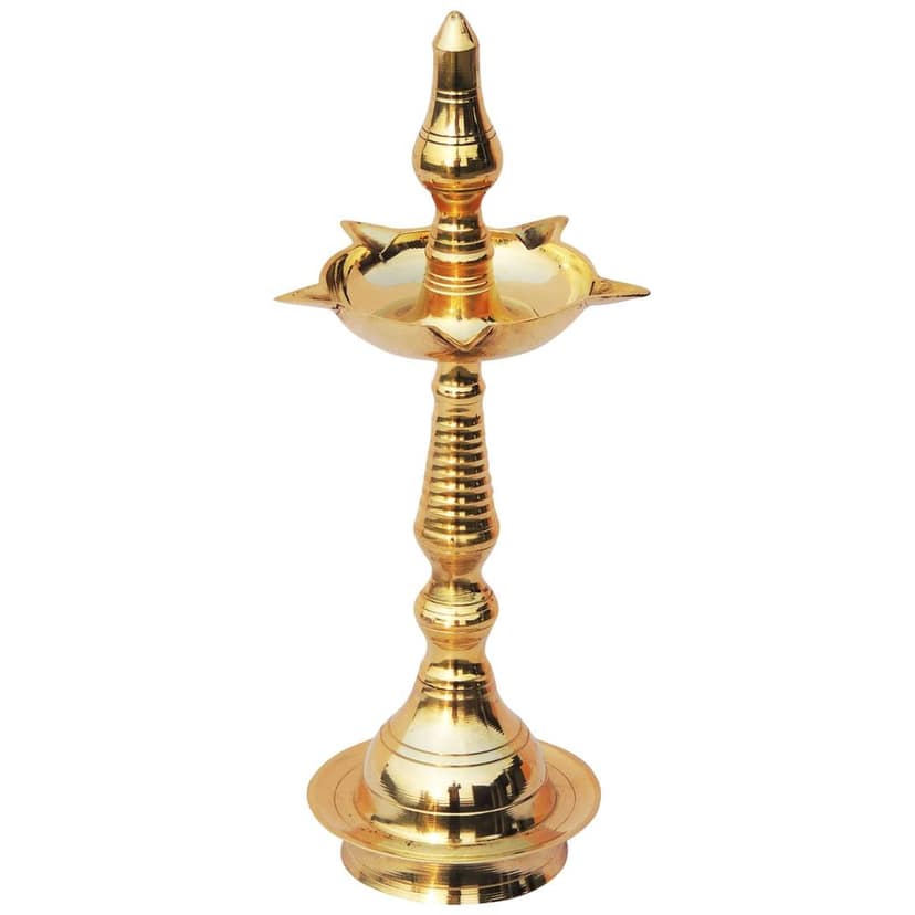 Brass Kerala Fancy Deepak, Oil Lamp No. 8 - Traditional Oil Lamp for Temple Use, Height : 10.2 Inch (FMAS642 B) view 2
