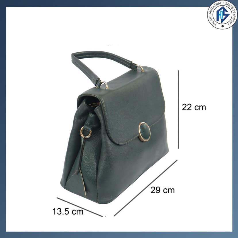 Genuine Leather Stylish Green Satchel Bag for Girls & Women - Green view 3