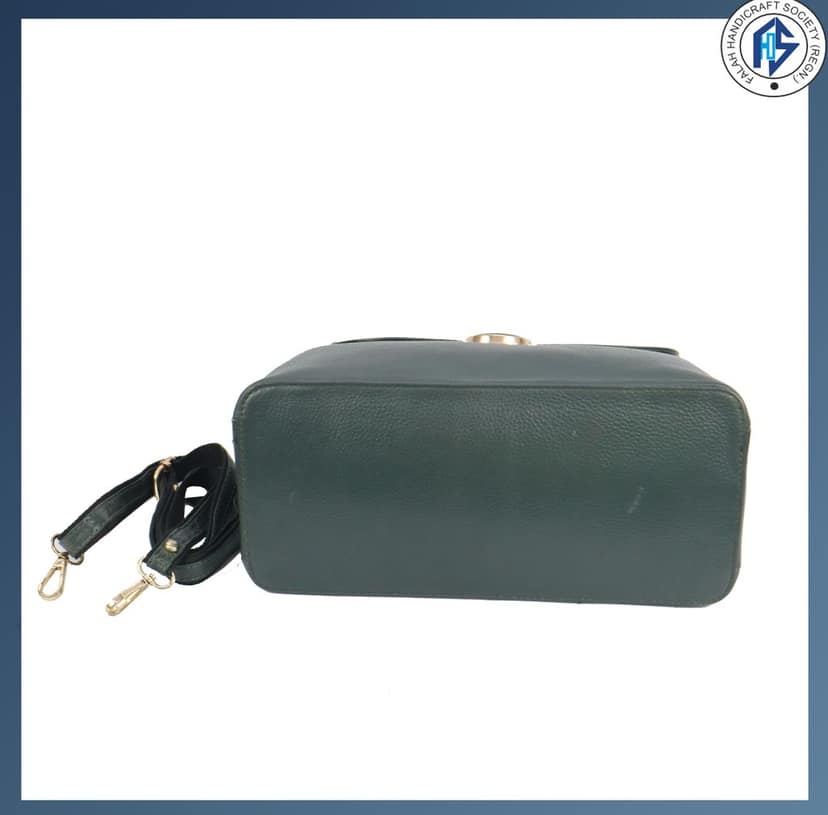 Genuine Leather Stylish Green Satchel Bag for Girls & Women - Green view 4