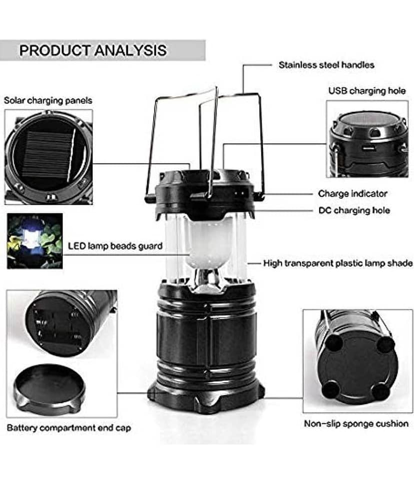 DEHMY 3W Emergency Light Solar Torch lamp Black - Pack of 1 view 2