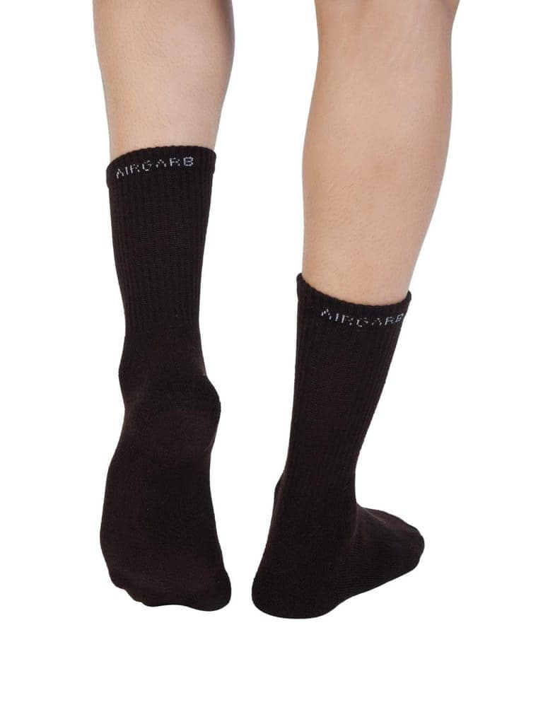 AIR GARB Crew Socks for Men and Women Made with Premium Cotton - Free Size (Brown) view 4