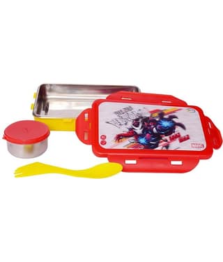 Gluman - 3D Disney Iron man Character Stainless Steel School Lunch Boxes 2 - Container ( Pack of 1 )