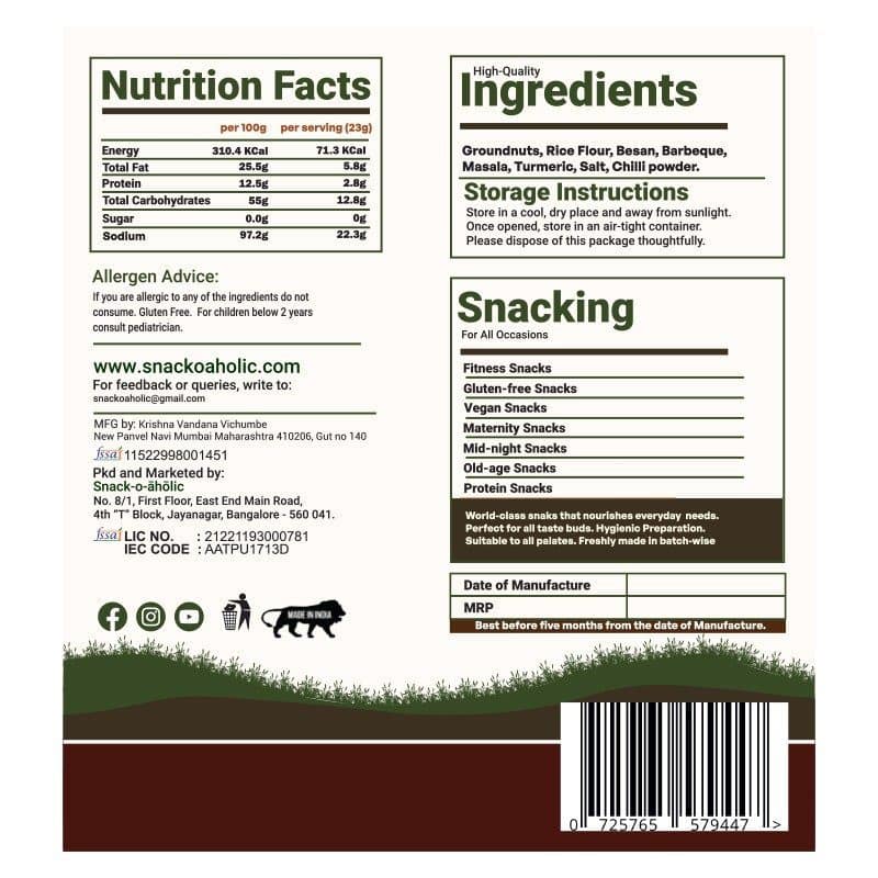 Snack O aholic Roasted Barbeque Peanuts - 100g view 2