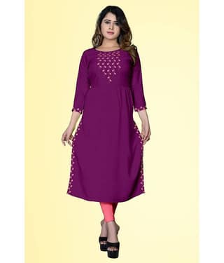 haya fashion - Magenta Rayon Women's Straight Kurti ( Pack of 1 )