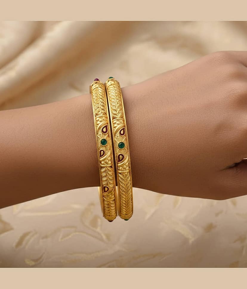 VIVASTRI Gold Bangle Set ( Pack of 4 ) view 2