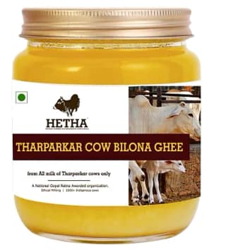 Tharparkar Cow A2 cultured Bilona Ghee / A2 Ghee (size - 500ml) by HETHA
