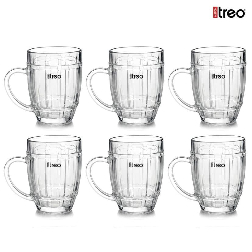 Treo By Milton Knox Beer Mug Glasses for Beer, Juice, Mocktail | Scratch Resistant & Easy to Clean | Dishwasher Safe Mug | Transparent | Set of 6, 400 ml Each view 2