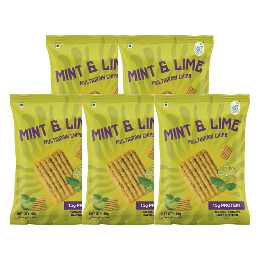 FarmFresco Mint & Lime Protein Multigrain Chips 40g (Pack of 5)
