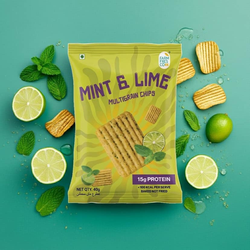 FarmFresco Mint & Lime Protein Multigrain Chips 40g (Pack of 5) view 6