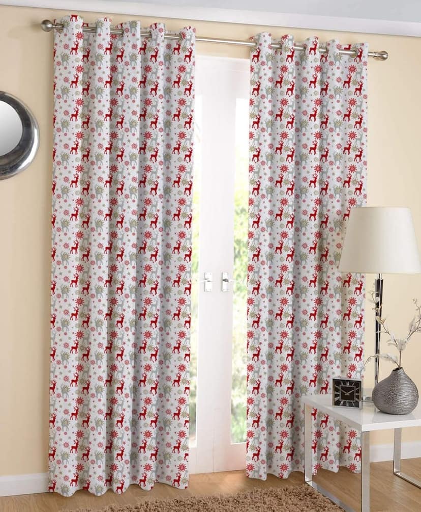 AIRWILL, 100% Cotton Eyelet Door Curtains Sized 4ft in Width and 7ft in Length, Multicolor Pack of 2 Pieces