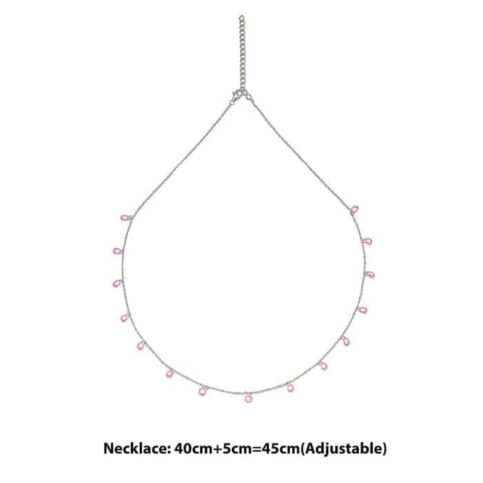 Silver Pink Crystalized Necklace view 4
