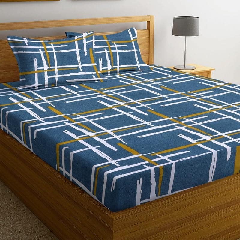 Global Home 210 TC Cotton Feel | Printed King Size Fully Fitted Bedsheet With 2 Pillow Covers view 2