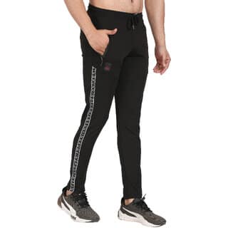 PYJAMA SINGH Men Black Polyester Running Track Pant