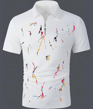 ENITOR Men Cotton Blend Regular Fit Printed Polo T Shirt ( White )