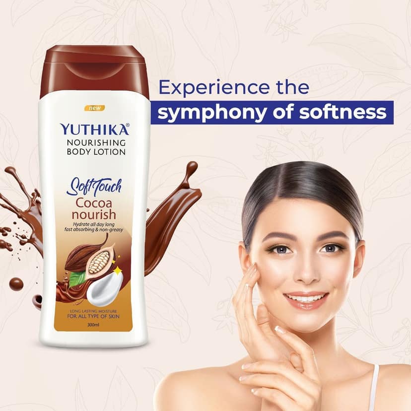 Yuthika Cocoa Nourish Body Lotion 300ml, Soft Touch Cocoa Body Lotion for Long Lasting Moisture & Soothing Skin view 7