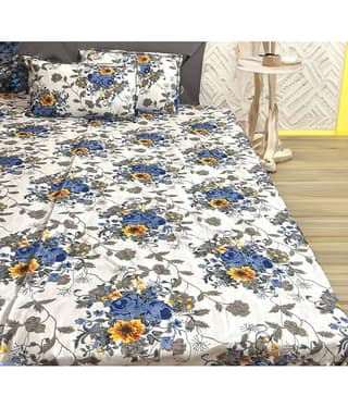 Finesse Decor Poly Cotton 1 Double Bedsheet with 2 Pillow Covers ( White )