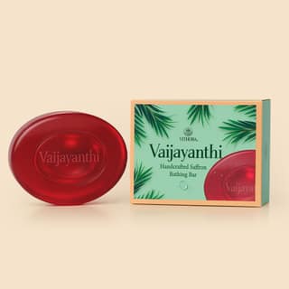 Vithoba Vaijayanthi Handcrafted Saffron Soap Bar | Real Kesar Soap For Blemishfree Soft & Natural Glow | With Goodness Of Turmeric Oil Glycerin & Coconut Oil | 75g |