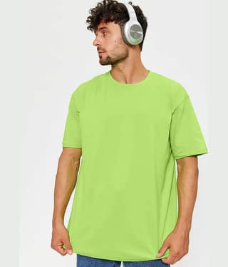 Trond Men Cotton Blend Oversized Fit Solid T-Shirt ( Green )