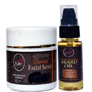 INDOPOWER ADd263-ACTIVATED CHARCOAL FACIAL SCRUB 100g. + ABSOLUTE NOURISHMENT BEARD OIL 30ml.