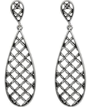 Silver Shine Sensational Silver Jali Design Drop Earrring
