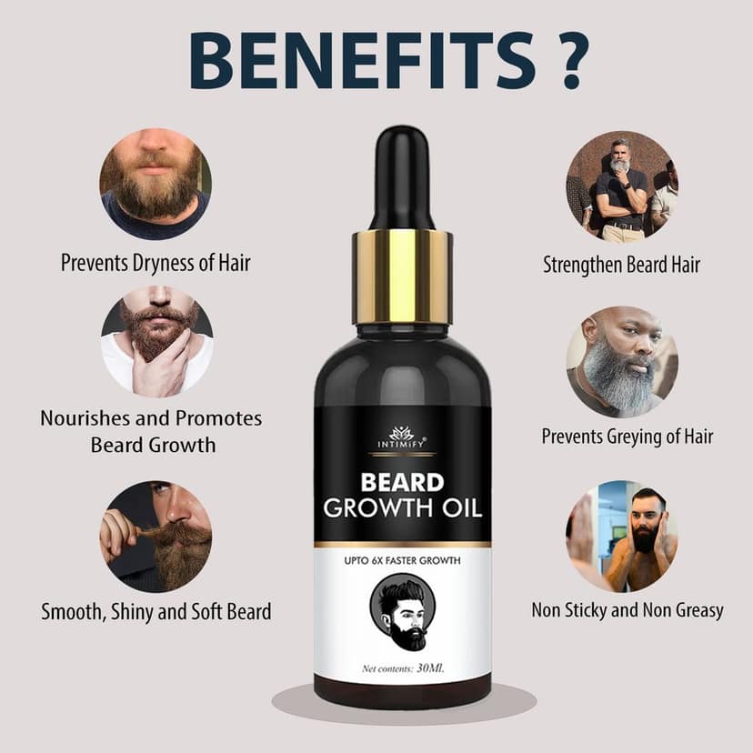 Intimify Beard Growth Oil, beard growth, hair beard oil, moustache growth oil, 30 ml view 3