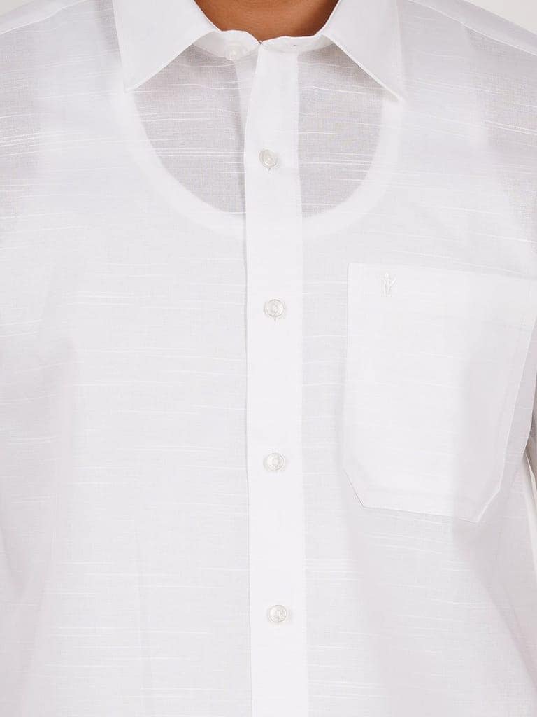 Mens Cotton Mixed White Shirt Half Sleeves Celebrity White V5 view 6