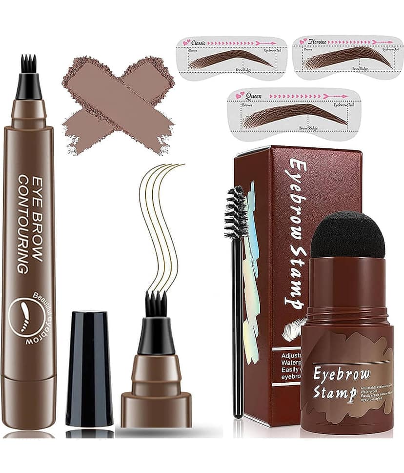 Adbeni Eyebrow Pencil & Hair Stamp Kit Brow Eyebrow Kit Brown Pack of 2 50 g