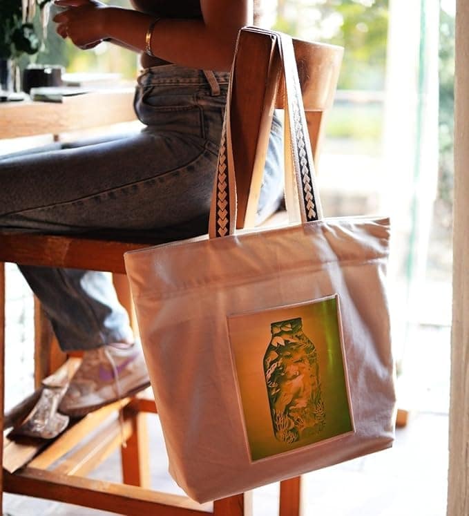 WOTM On The Move Tote | Premium Printed Cotton Canvas Tote Bag with Zipper & Inside Pocket, Stylish Everyday Travel Bag for Work, College, Office, Travel, Shopping view 2
