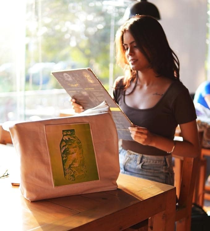 WOTM On The Move Tote | Premium Printed Cotton Canvas Tote Bag with Zipper & Inside Pocket, Stylish Everyday Travel Bag for Work, College, Office, Travel, Shopping view 3