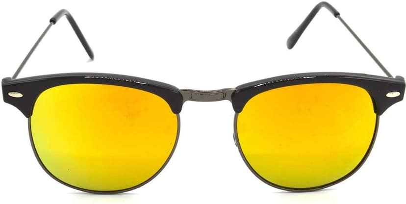 HRINKAR Unisex Over-sized Sunglasses Grey Frame, Grey & Golden Lens (Large) - Pack of 2 view 3