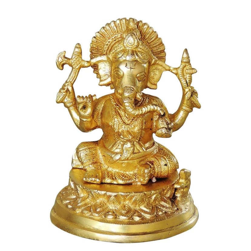 Brass Showpiece Ganesh Ji God Idol Statue (BSMAS1040 G) view 2
