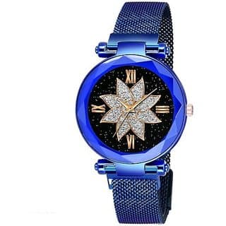 Women Blue Magnet Belt Watches
