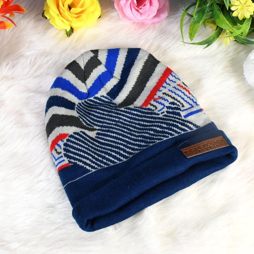 Cap for Winter Woolen Knitted Black Inside Fur Caps (1 Pc / Mix Design & Color) view 5