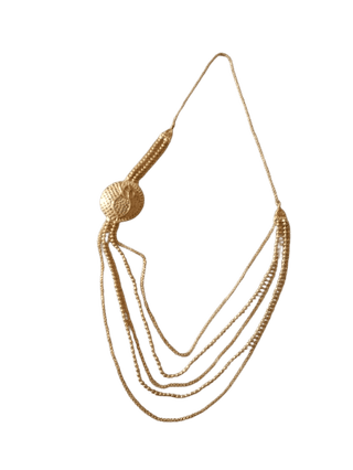 Multi-Strand Pearl Necklace with Gold-Plated Pendant