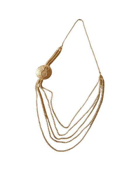 Multi-Strand Pearl Necklace with Gold-Plated Pendant