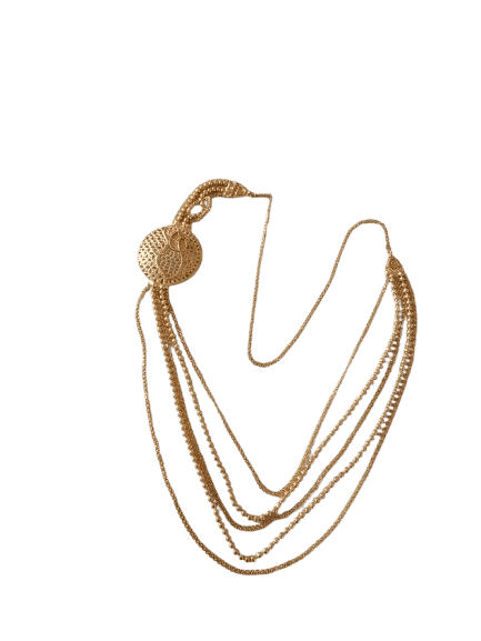 Multi-Strand Pearl Necklace with Gold-Plated Pendant view 2