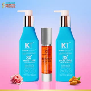 KT Professional 3X Moisture Shampoo & Conditioner + Botanical Rose Oil - 750ml