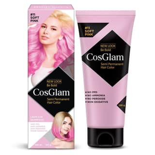 COSGLAM Semi Permanent Hair Color, No Peroxide, Non Oxidative, Ammonia Free Hair Colour 11 Soft Pink - 120gm