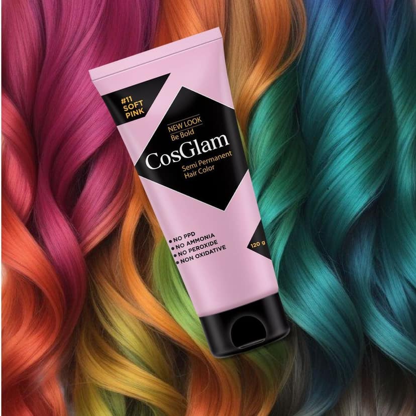 COSGLAM Semi Permanent Hair Color, No Peroxide, Non Oxidative, Ammonia Free Hair Colour 11 Soft Pink - 120gm view 9