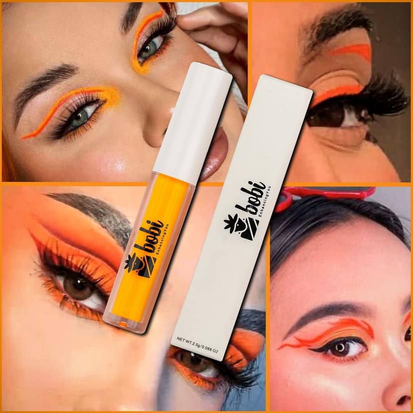 BOBI Orange Neon Eyeliner Long-Lasting, Waterproof, Smudge Proof, and Vibrant. Add Glamour to Your Eyes with Shimmering Effects view 7