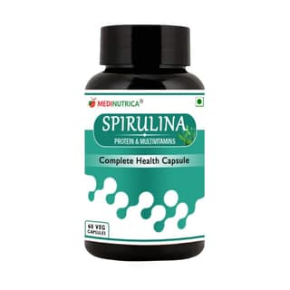 Medinutrica Spirulina Pure & Organic Extract Capsules for Improved Immunity & Overall Wellness | Anti-Inflammtory & Anti-Oxidant - 60 Capsules